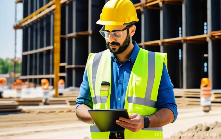 건설 현장 안전 점검 체크리스트 - **Prompt:** A diverse group of construction workers, both male and female, diligently conducting a s...