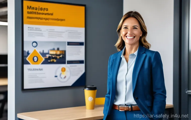 안전관리자의 멘탈 관리 요령 - A warm and inviting scene depicting a male or female safety manager in their 30s, having just closed... 안전관리자의 멘탈 관리 요령 - A warm and inviting scene depicting a male or female safety manager in their 30s, having just closed...