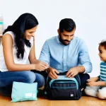 재난 대비 안전관리 체크리스트 - **Prompt:** A diverse Arabian family (a father, a mother, and their young child, approximately 3-5 y...