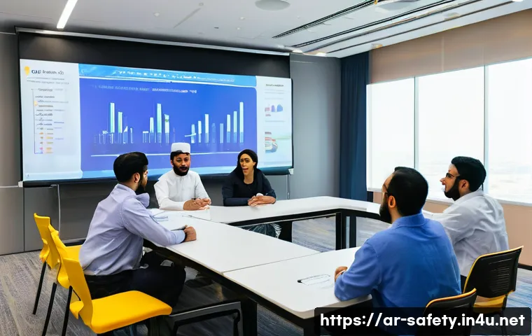 현장 안전교육 프레젠테이션 구성법 - **Prompt:** A dynamic and engaging safety training session taking place in a modern training room in...