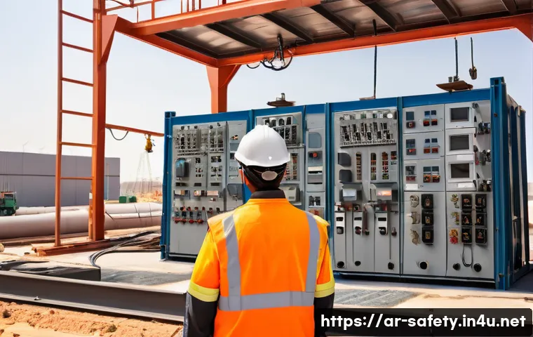 고위험 작업 안전 점검 요령 - A detailed industrial scene showing a diverse team of Arab workers in a high-risk construction site ...